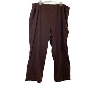 Vintage Blue Pants Womens 3X Chocolate Brown Faux Suede Elastic Waist Slacks